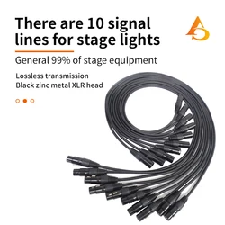 10pcs/lot 1-2Meter Length 3 Pin DMX Signal Line Connection 1M  Metal DMX Cable 3.5ft XLR For Stage Light Audio Moving Head