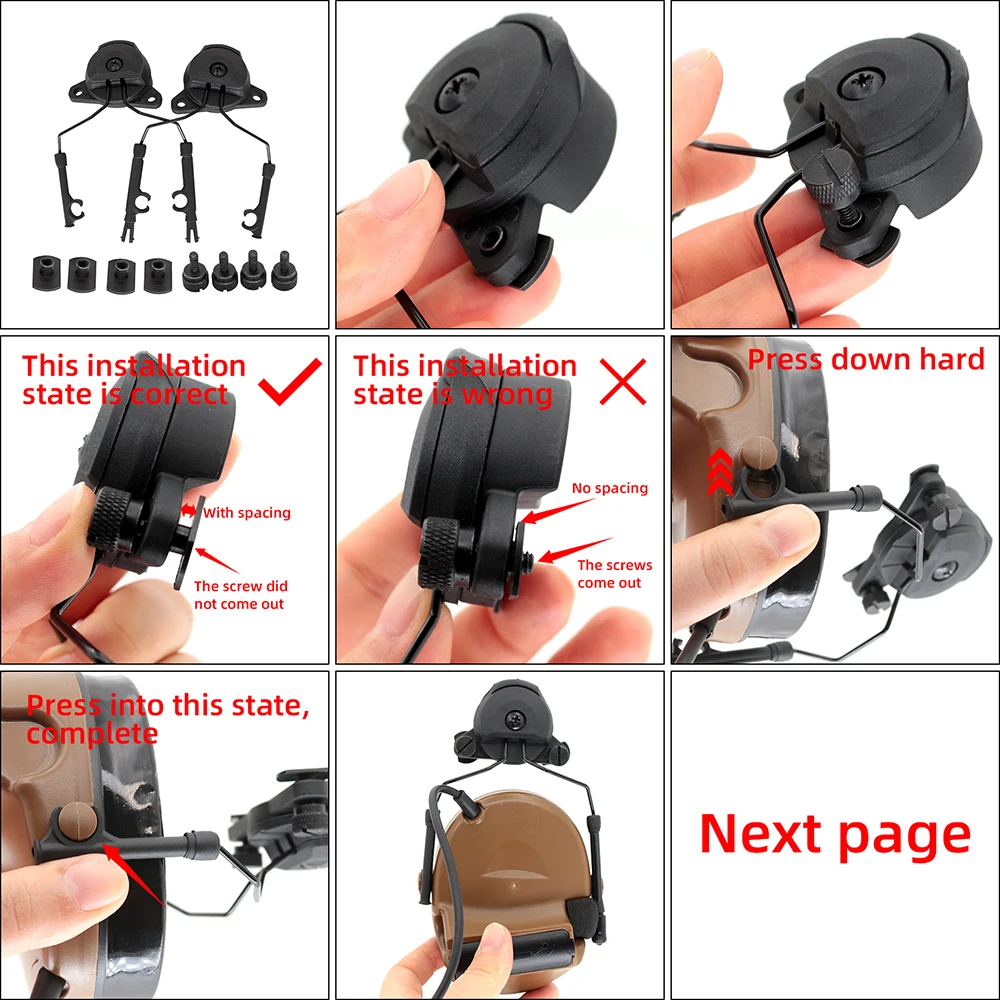 Imagem -05 - Suporte de Acessório de Fone de Ouvido Tático Comtac Wendy Exfil Adaptador de Trilho de Capacete Compatível com Peltor Comtac Airsoft Shooting Headphon