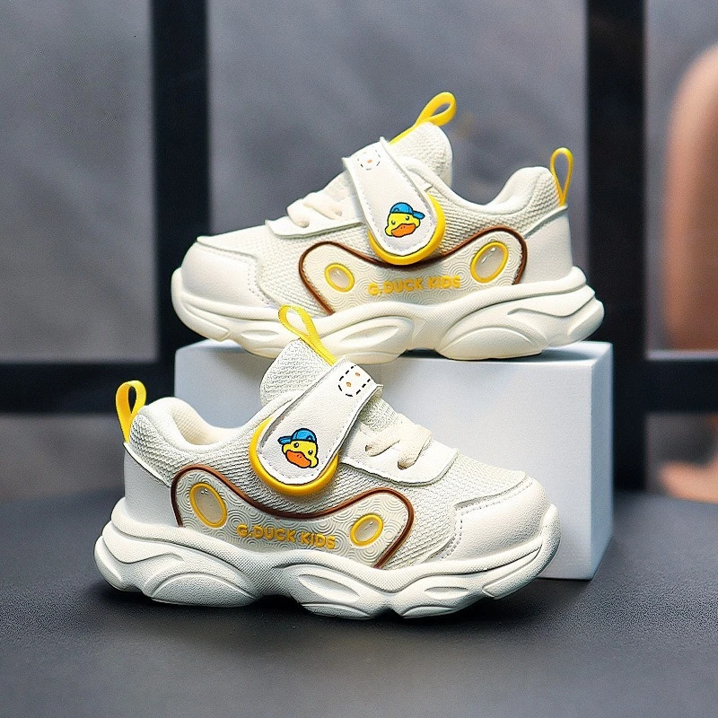 

Новая весенняя детская обувь Little Yellow Duck, обувь для малышей для мальчиков и девочек, милые нескользящие туфли на липучке с низким берцем