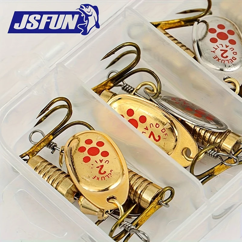 

JSFUN 10pcs Spinner Lure Set with Rotating Blades Stainless Steel Reflective Spoons & Feathers Fishing Crankbaits for Freshwater