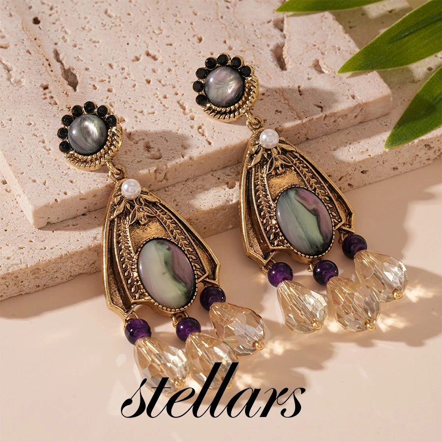 

Vintage Distressed Rhinestone Artificial Crystal Teardrop Silver Stud Earrings Court-Style Niche Elegant High-End Jewelry