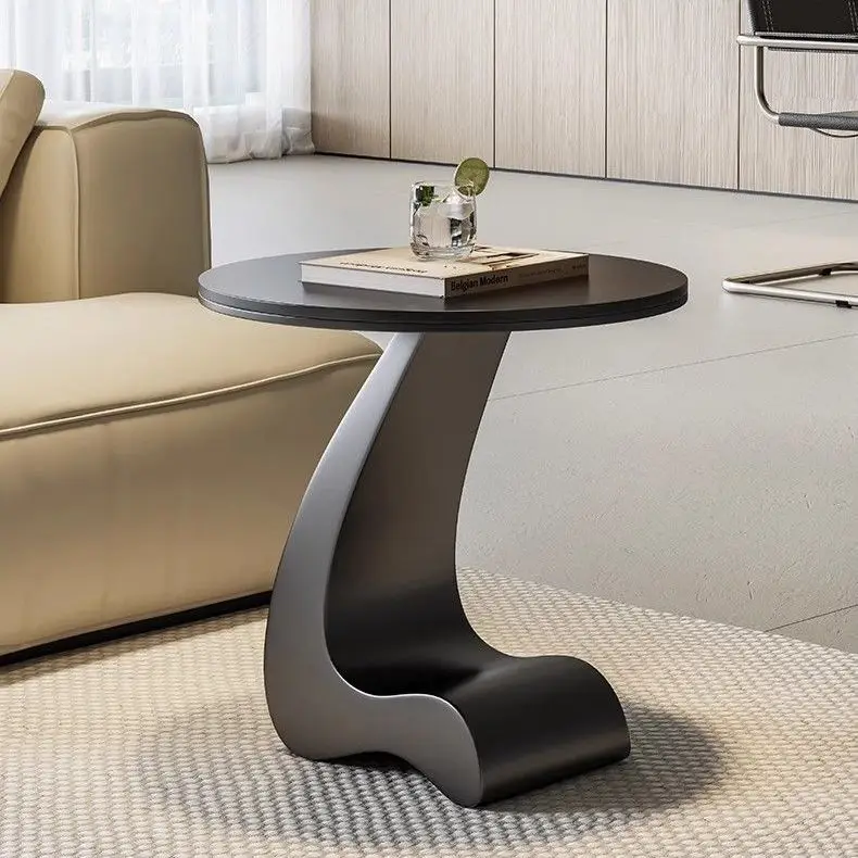 

Living Room Light Luxury Art Sofa Balcony Small Round Table Rock Plate Small Coffee Table Design Creative Minimalist