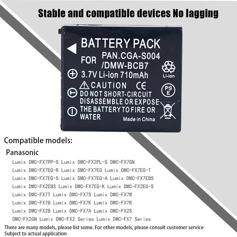 1-5Pcs CGA-S004 S004A S004E DMW-BCB7 Camera Battery For Panasonic Lumix DMC-FX2 DMC-FX7 DMC-FX2GN DMC-FX7S DMC-FX7W 710mAh view 6