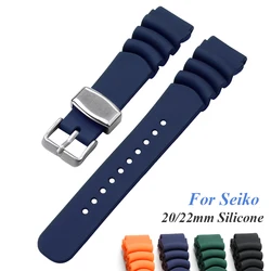Silicone Strap for Seiko 20mm 22mm Watchband Sports Strap Men Women Waterproof Diving Silicone Bracelet Ring Pin Buckle Belt