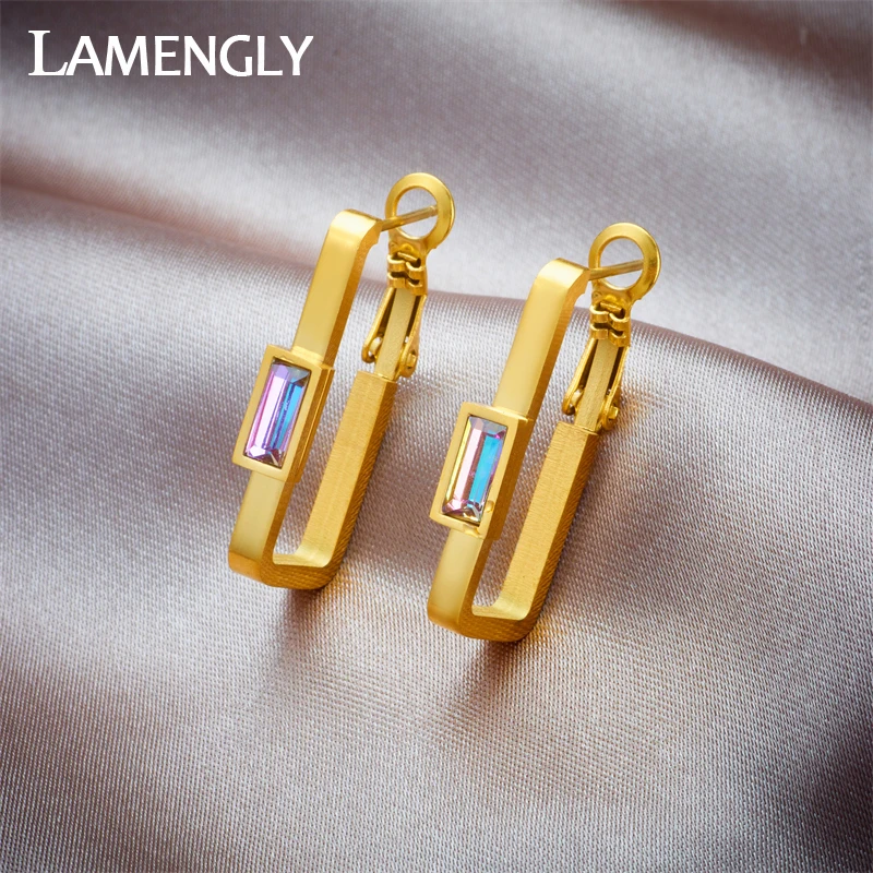 Серьги-гвоздики из нержавеющей стали с фианитами Серьги-гвоздики из нержавеющей стали с фианитами