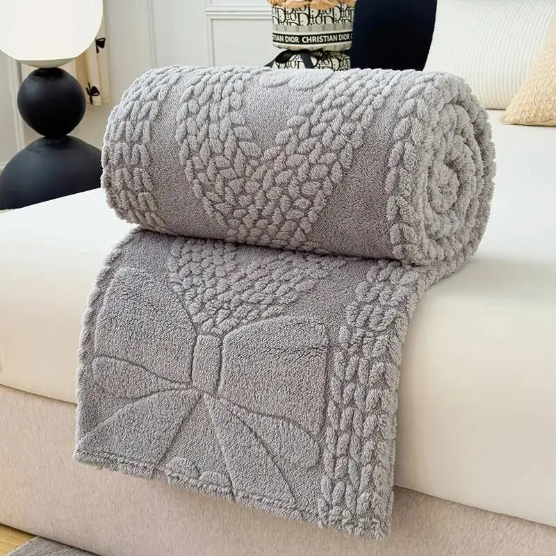 

Shopee Xiyin Velvet Jacquard Blanket with Bowknot Nap Sofa Cover Blanket Velvet Blanket