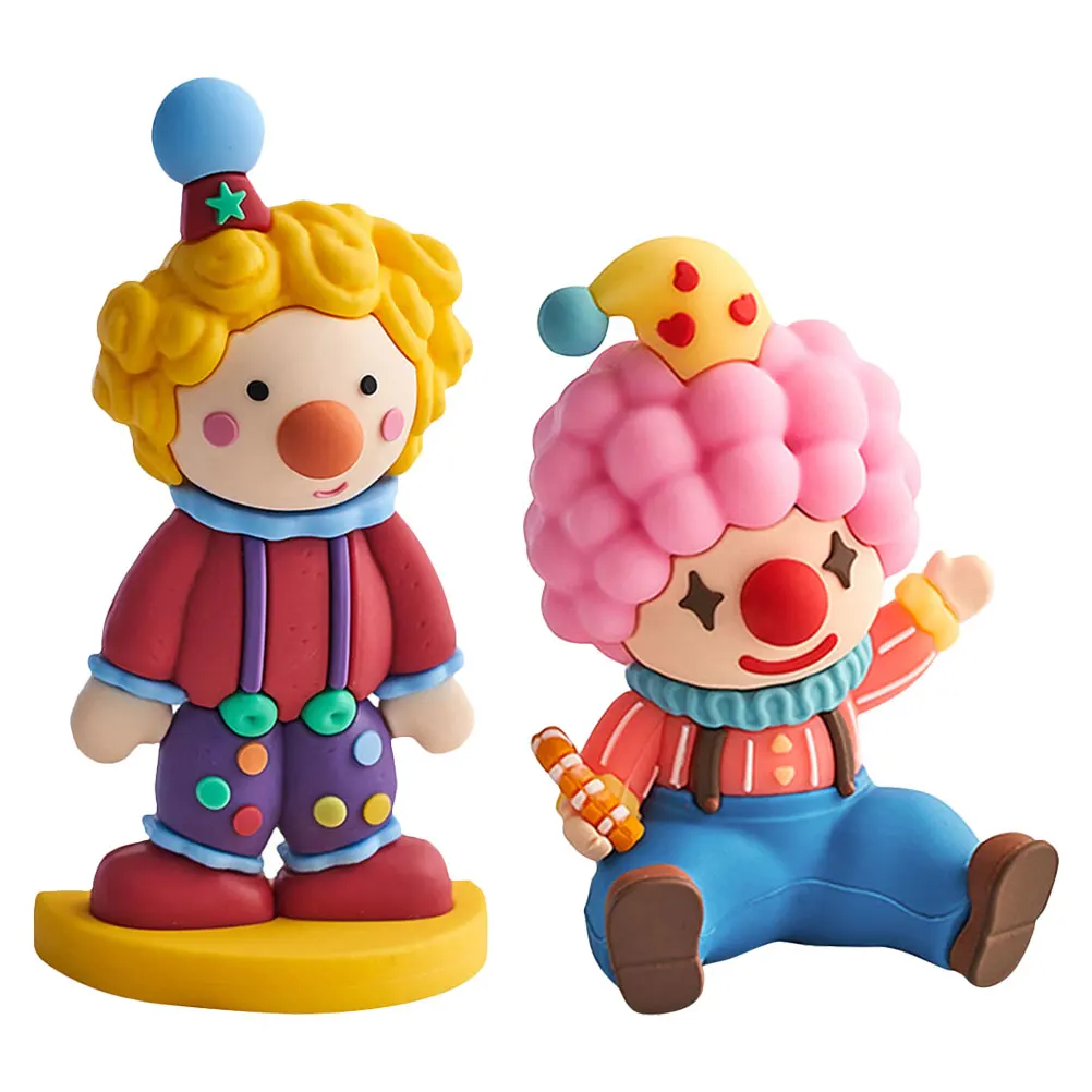 

2pcs Lovely Cute Circus Clown Ornament Miniature Figures Resin Action Firgure Dolls Landscape Fairy Garden Decorations Gift