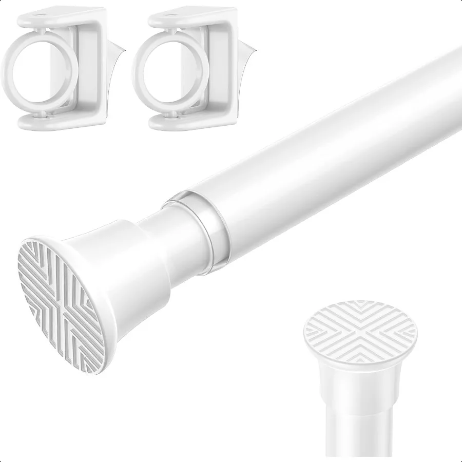 1PCS Spring Tension Curtain Rods 24 to 46 Inch White Tension Rod Spring Curtain Rod Short Curtains Rod 's Tension Adjustable Cu