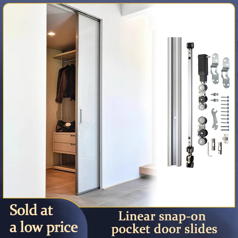 

Linear Snap Pocket Door Slide Rail Bidirectional Buffer Hanging Sliding Door Aluminum Frame Solid Wood Door Track Hardware
