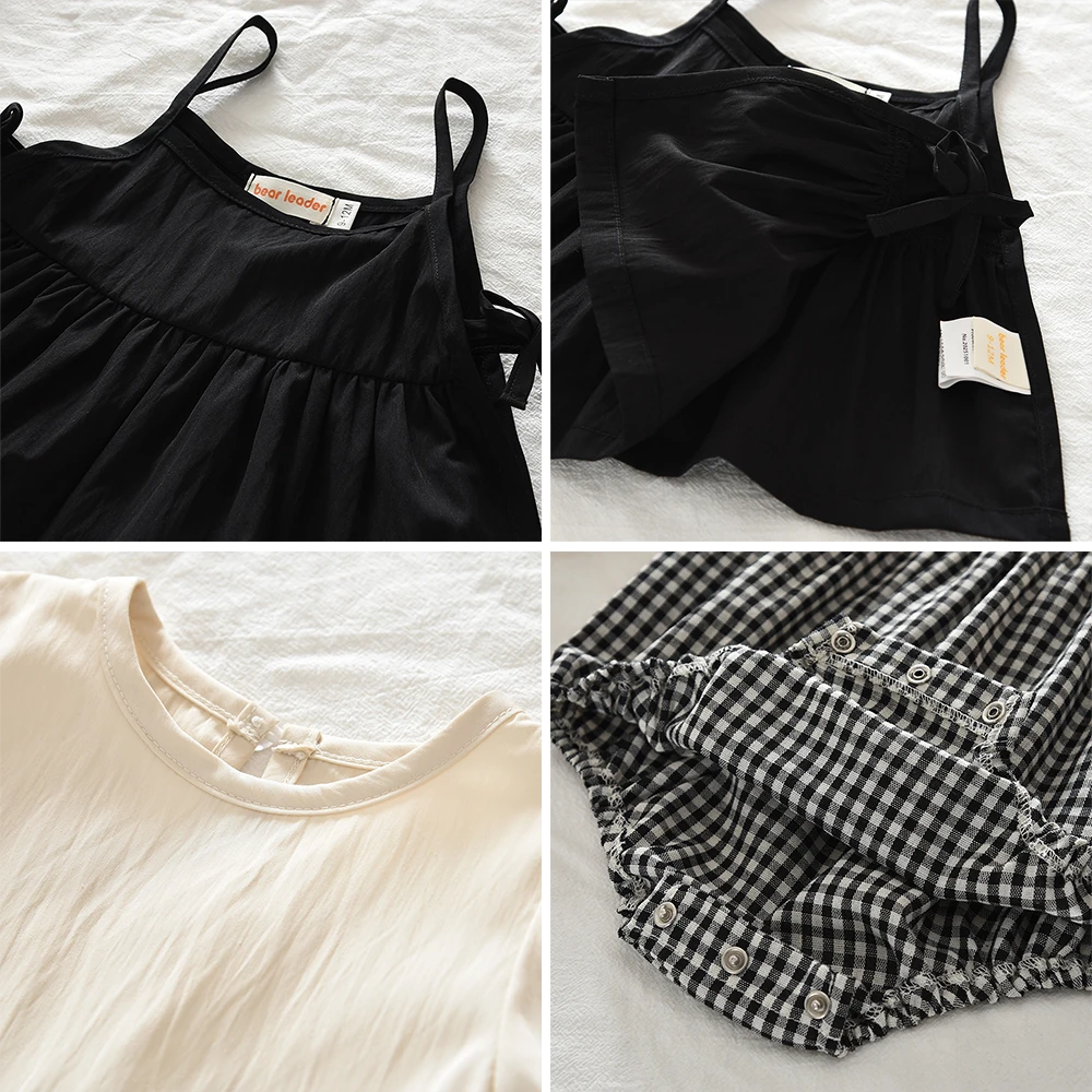 Koreanische Version Frühling und Herbst 1-5 Jahre Alte Schwestern Set Langarm Kariertes Kleid+Trägerweste Zweiteiliger Baby-Overall – Detail 11