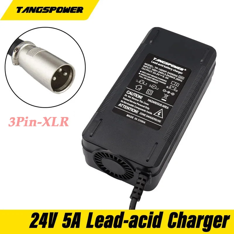 

24V 5A Lead Acid Battery Charger For 28.8V Wheelchair golf cart lead-acid Charger With 3-Pin XLR Connector Fast charging