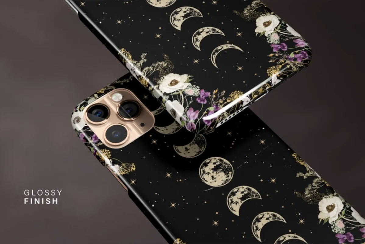 Moon Phases Celestial Phone Case For IPHONE 16 15PRO MAX 14 13 12 11 Acrylic TPU Two in one magnetic Phone Cases