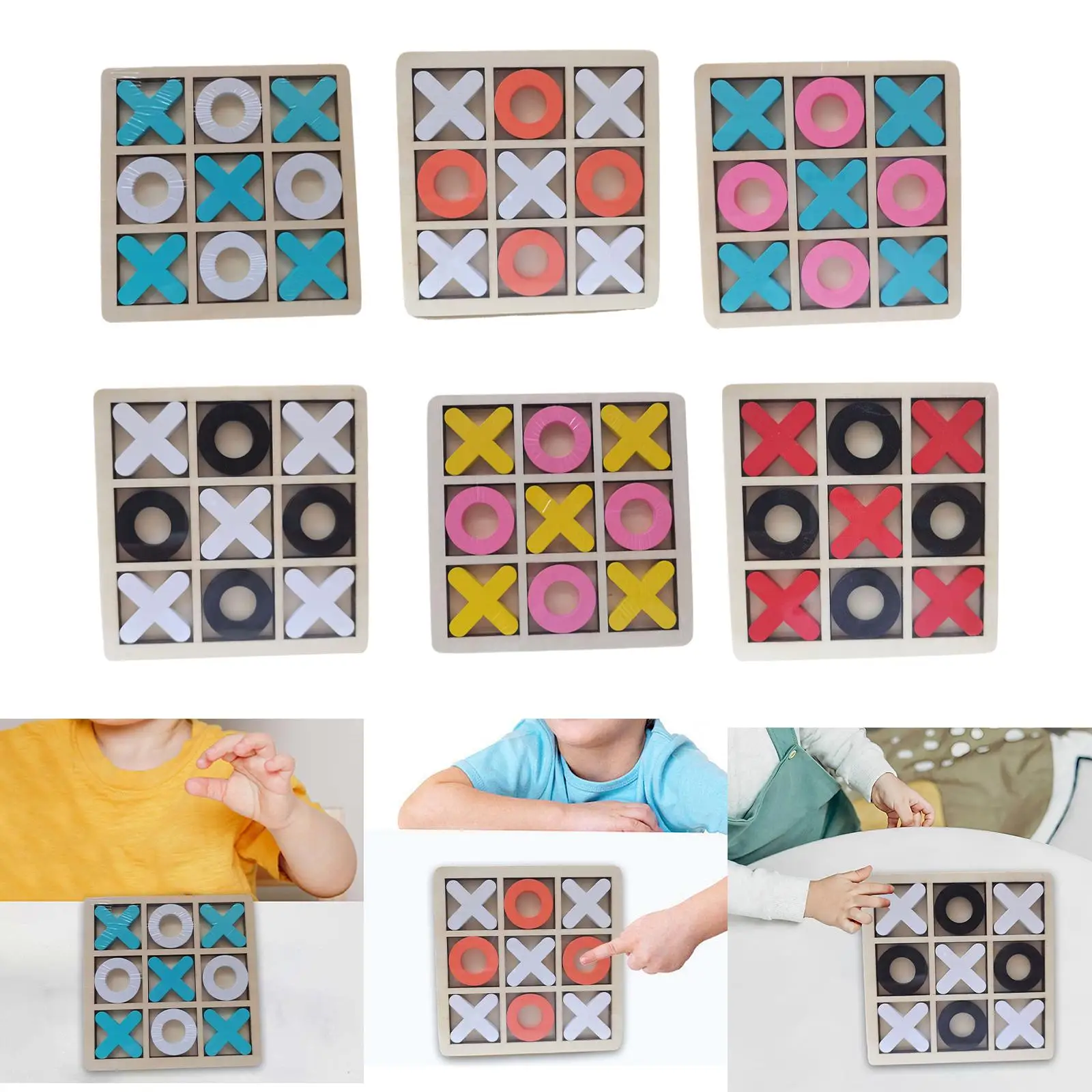 Wood Tic TAC Toe Game Set Classic Noughts and Crosses for Adult Living Room