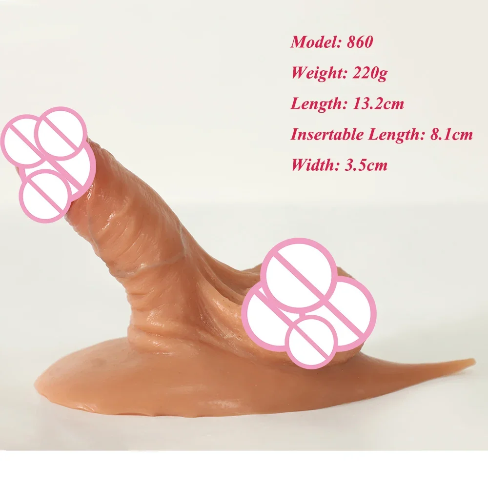 Ftm Packers Wholesale 2 in 1 Ultra Soft Silicone Hollow Penis Sleeve with Big Scrotum Prosthetic Stroker