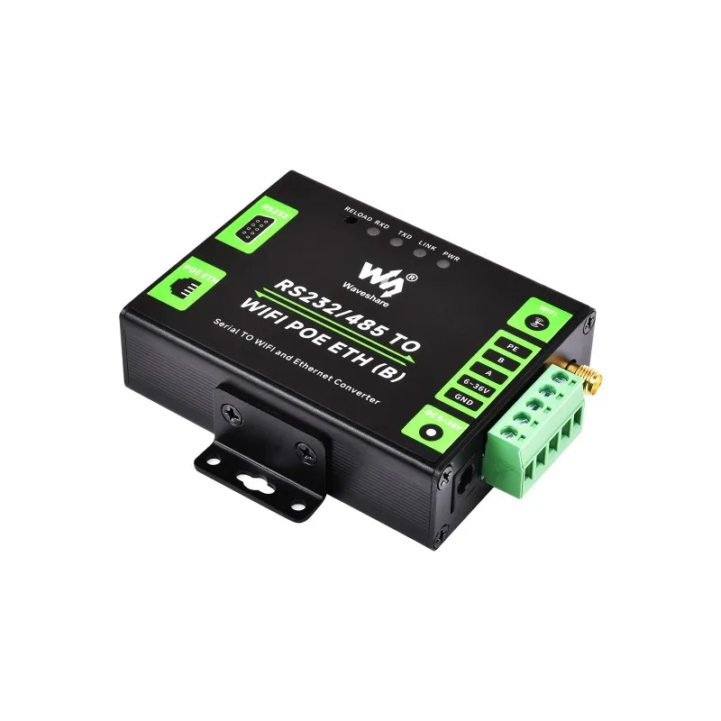 Servidor Serial de grado Industrial RS232/485 a WiFi y Ethernet Modbus Gateway MQTT Gateway POE, carcasa de Metal opcional