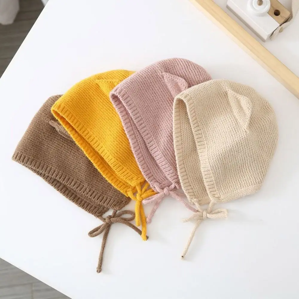 1-4 سنة يندبروف بلون الطفل محبوك قبعة لينة لطيف الأطفال قبعة دافئة آذان الكرتون قبعات صغيرة طفل الأطفال أطفال #5