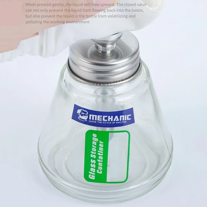 Botella de Alcohol líquido de vidrio mecánico, contenedor de agua, dispensador de limpieza antiestática para herramientas de reparación de teléfonos