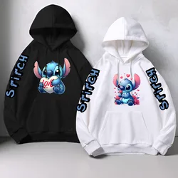 Sevimli Lilo & dikiş Hoodies uzun kollu kazak kadın tişörtü Y2k Hoodies giysi dikiş Disney kadın giyim Hoodie