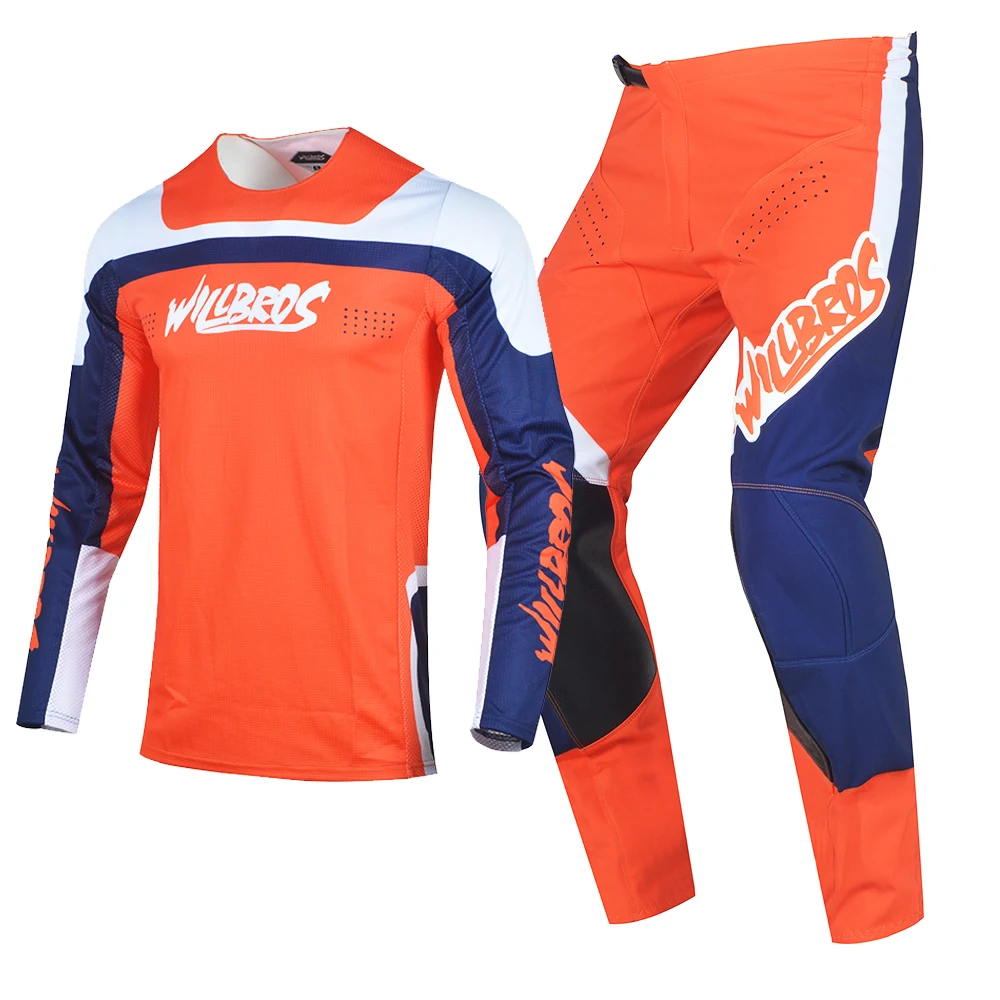 

Willbros Motocross Gear Set Orange Jersey Pants Combo Dirt Bike MX BMX UTV MTB Offroad Bicycle Riding 360 Outfit