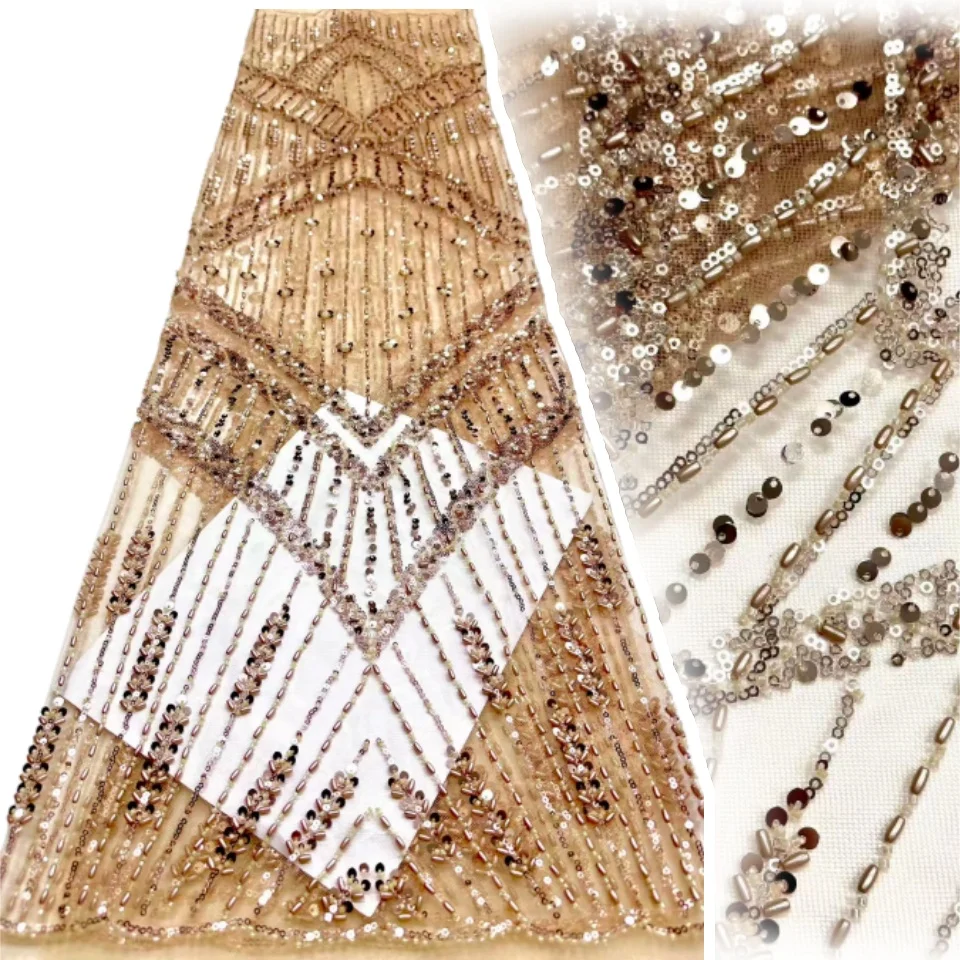 

White French Mesh Tulle Lace Fabric 2025 High Quality 5 Yards African Sequins Lace Fabric Elegant Wedding Dress for Women CC1745