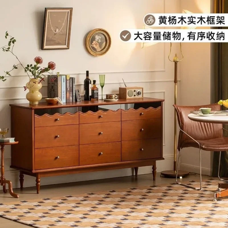 ตู้เก็บของไม้เนื้อแข็งสไตล์นอร์ดิกแบบเก้าลิ้นชัก สไตล์โบราณ เรียบง่าย หรูหราเบาๆ เหมาะสำหรับอพาร์ทเมนต์ขนาดเล็ก ใช้เก็บของในห้องนั่งเล่น