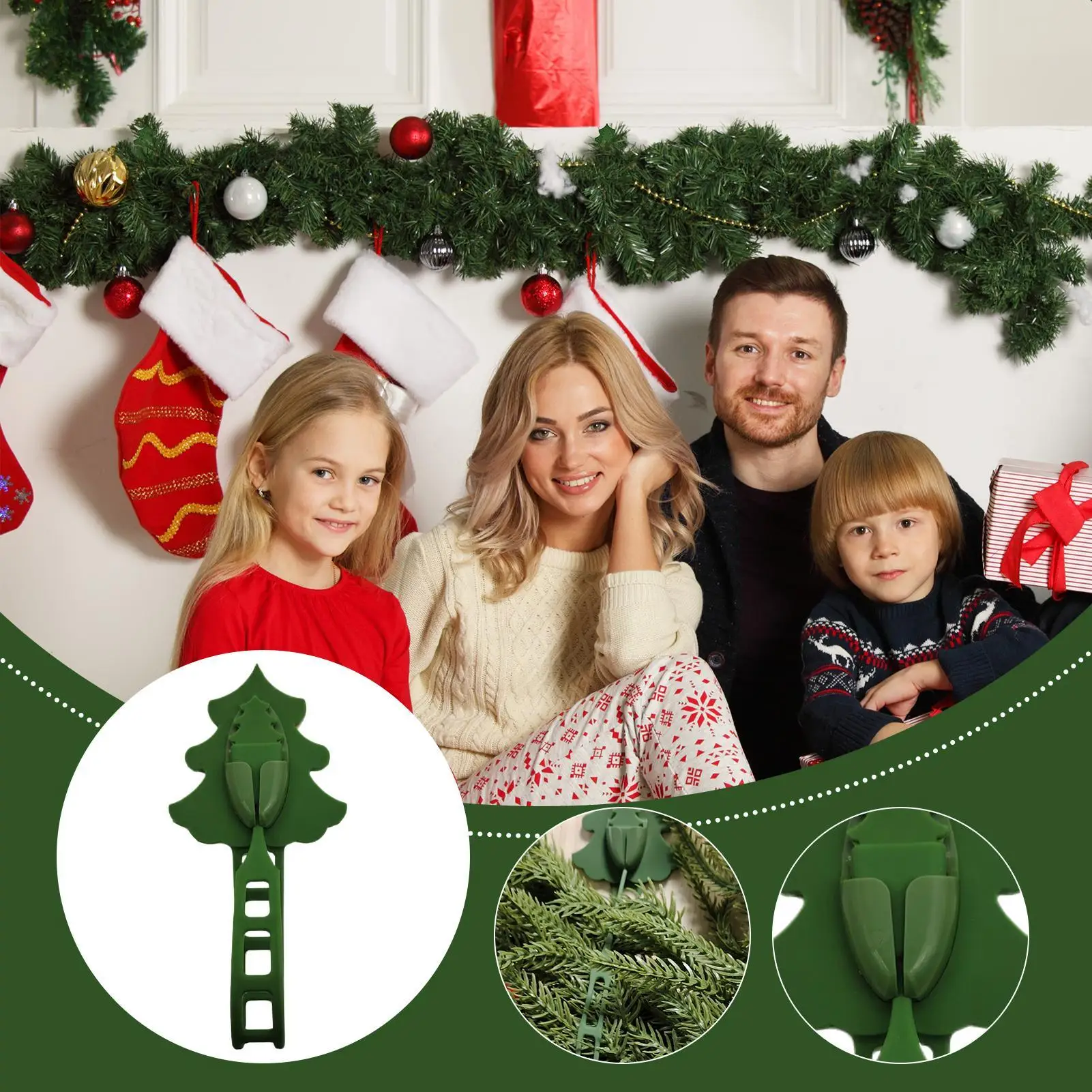 Garland Ties Faux Pine Needles Silicone Holder Decorative Adhesive Christmas Garland Ties For Banister Outdoor Stocking