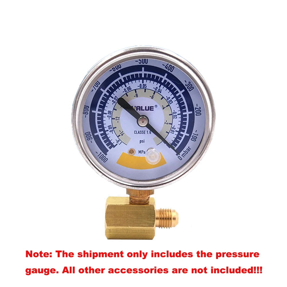 63mm Vacuum Gauge Pressure Gauge Accurate Air Gauge Instrument for Vacuum Pump 0-14psi Dial Display G1/8in Connector