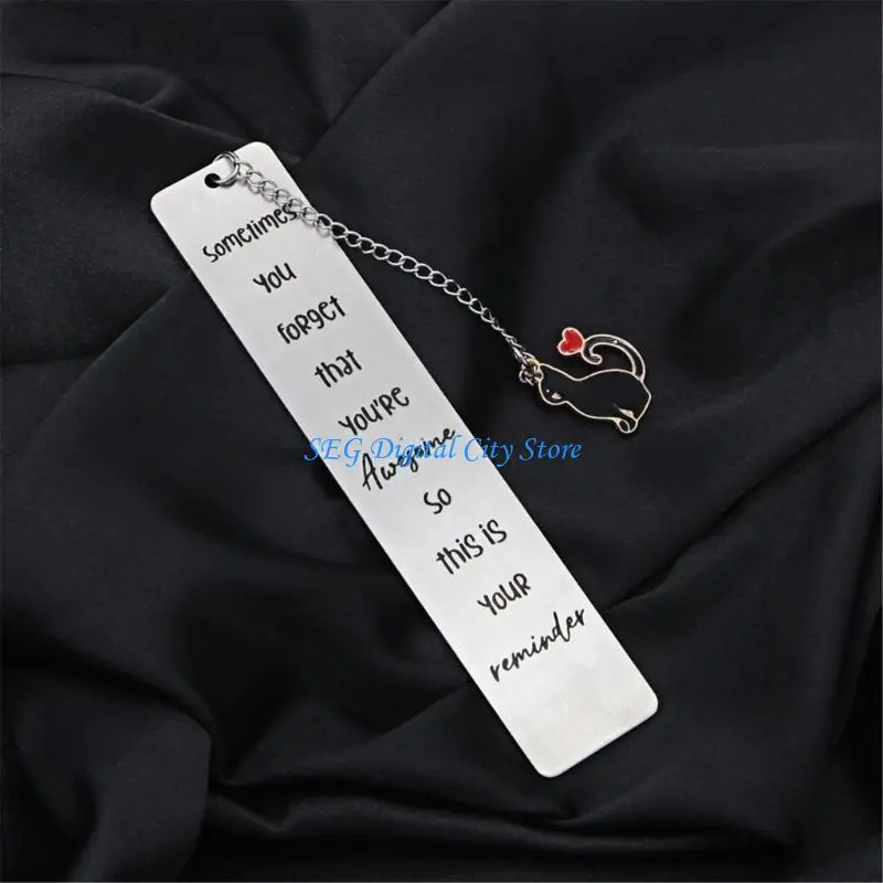 U75B Stainless Steel Bookmarks Chain Bookmarks Cats Pendant Bookmarks Metal Book Mark Book Page Divider Gift for Book Lover
