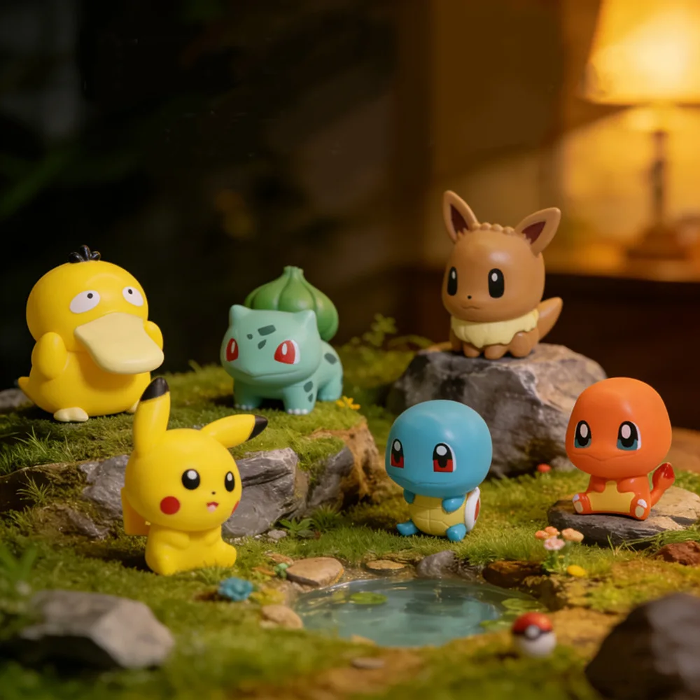 6 Stück Poke Auto-Armaturenbrett-Dekoration Cartoon-Minifiguren Pichu Squirtle Eevee Auto-Innenraum Mittelkonsolen-Display-Ornament – Detail 6