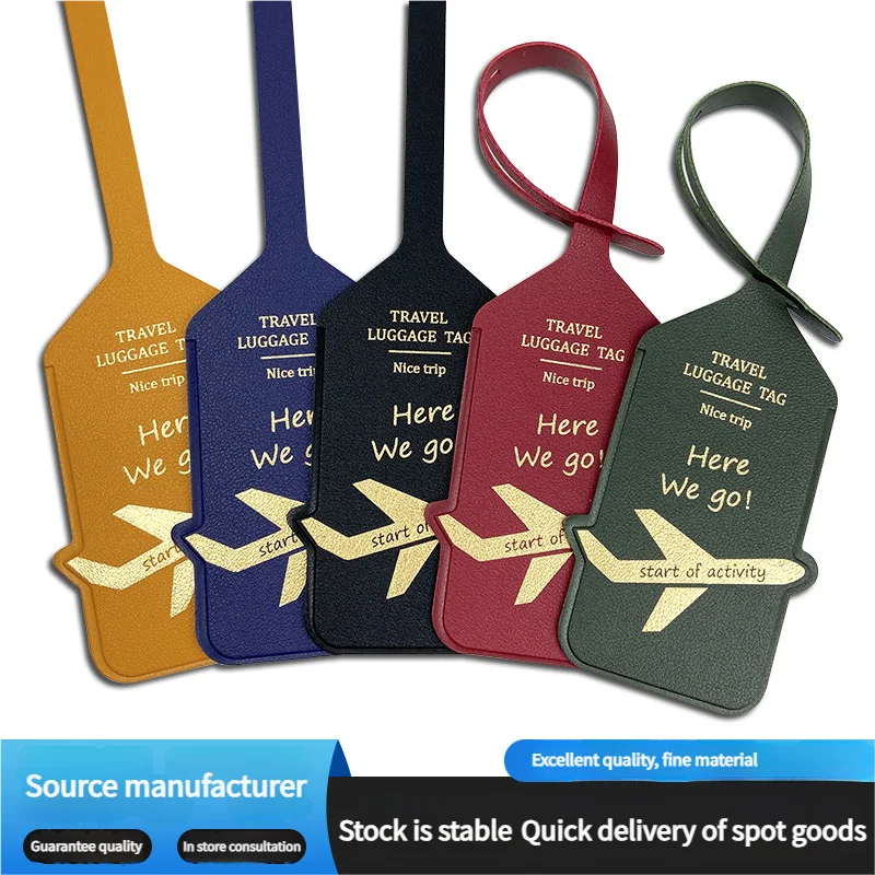 

Hot Stamping Airplane Luggage Tag - PU Leather Travel Baggage Identifier with Contact Info Card