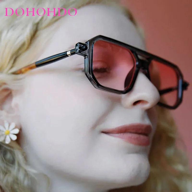 

Retro Pilot Square Punk Double Bridge Women Sunglasses Brand Design Men Sunglass Trendy Outdoor Drive Sports Shade Eyewear UV400