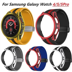 Cinta Fivela Magnética para Samsung Galaxy Watch 5Pro 45mm Capa Protetora Quadro Oco para Galaxy Watch 4/5/6 40mm 44mm Case + Band