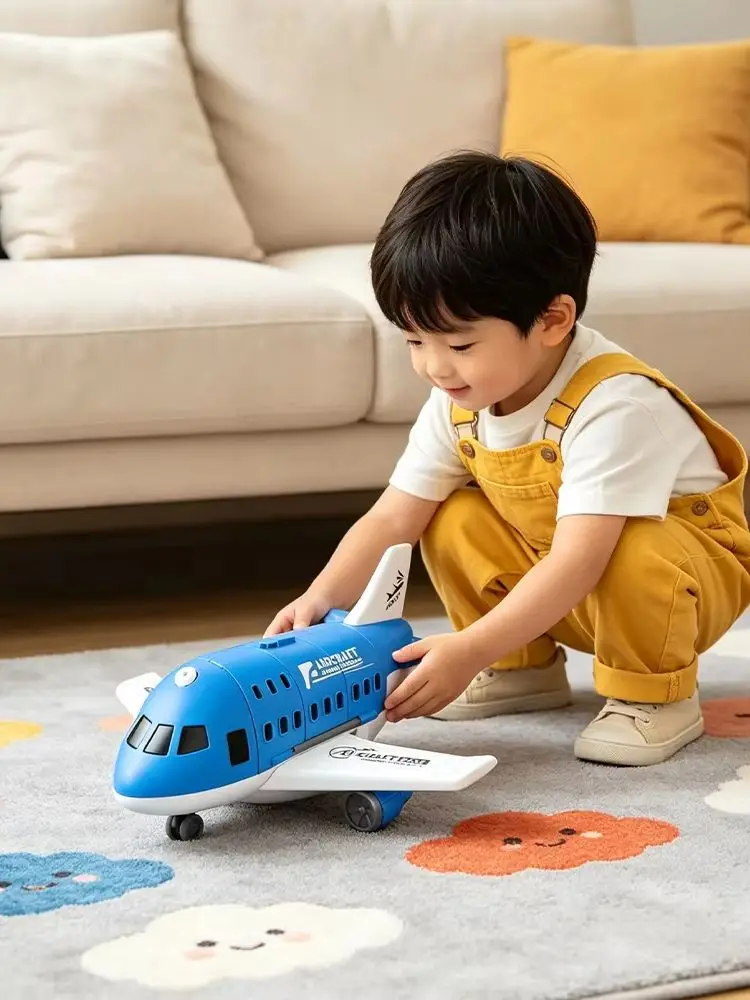 Kids Toy Plane Foldable Storage Passenger Plane Model Helicopter Inertia Car Track Vehicle