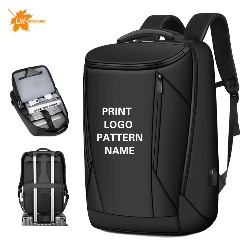 Customized backpack business 17 inch computer backpack travel conference company employee gift printed logo name