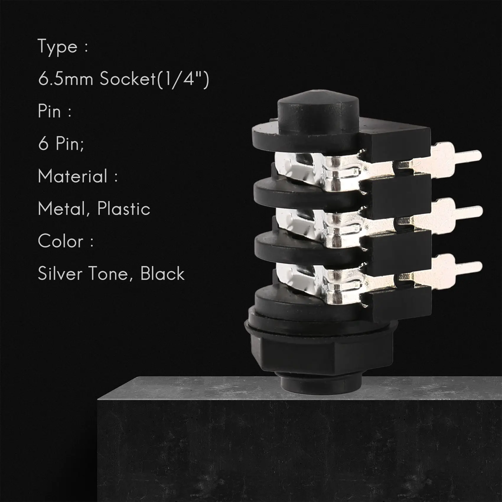 스테레오 오디오 PCB 패널 마운트 헤드폰 잭 소켓, 1/4 인치, 6.5mm, 6 핀