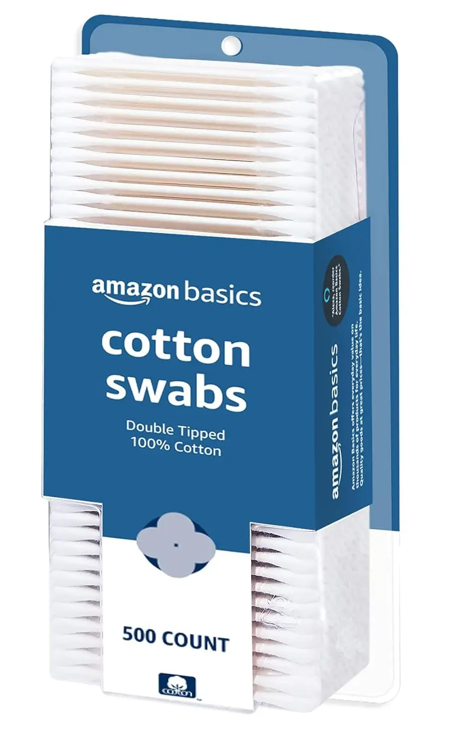 

Basics Cotton Swabs for Personal Hygiene and Baby Care, 500 Count, 1 Pack