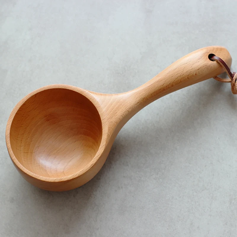 Solid Wood Scoop Japanese-style Short Handle Rice Scoop Kitchen Water Scoop Wooden Spoon Bath Sauna Wooden Bucket Spoon