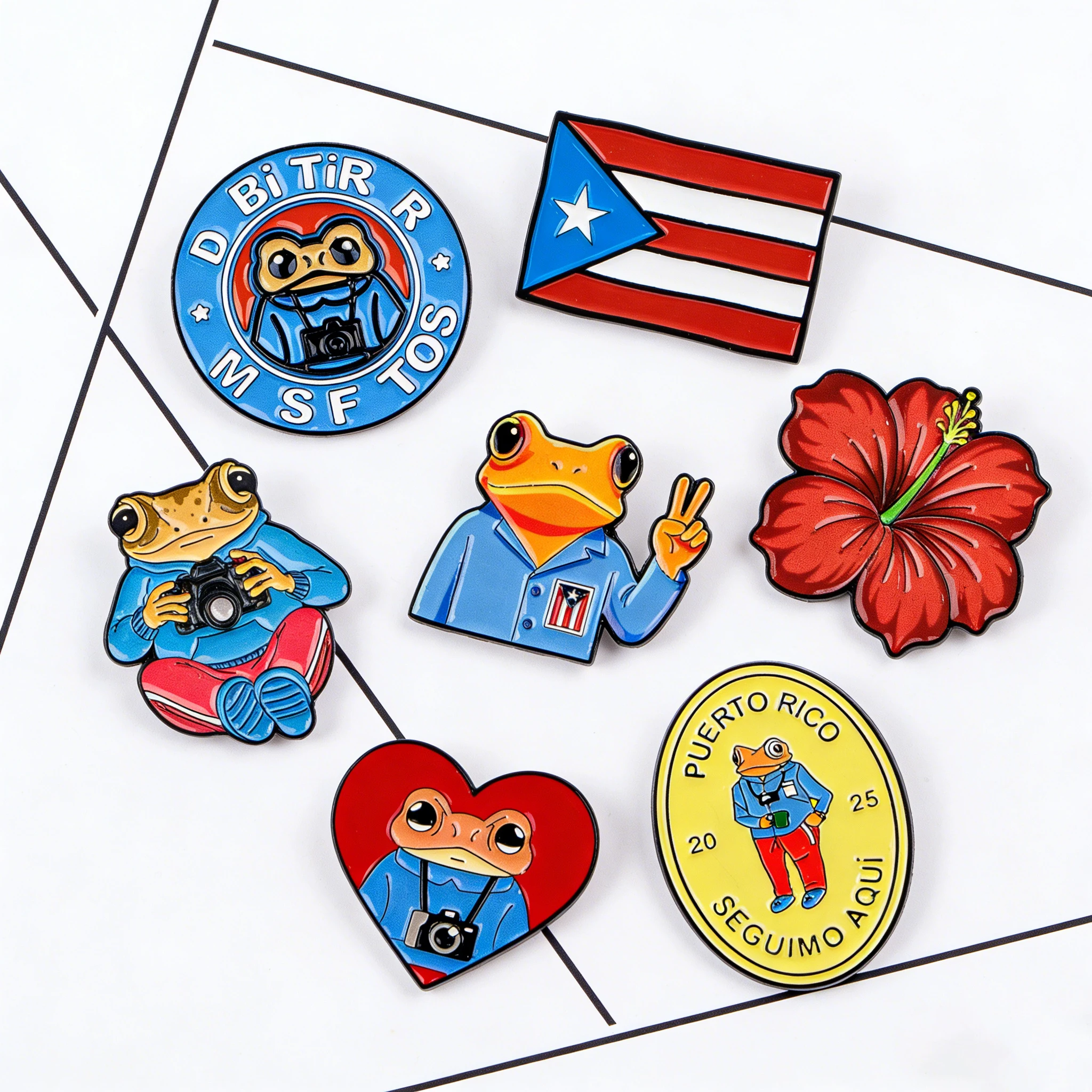 

Puerto Rico Frogs Lapel Pins for Backpack Cartoon Enamel Pin Women's Brooches Briefcase Badges Jewelry Accessories Holiday Gifts