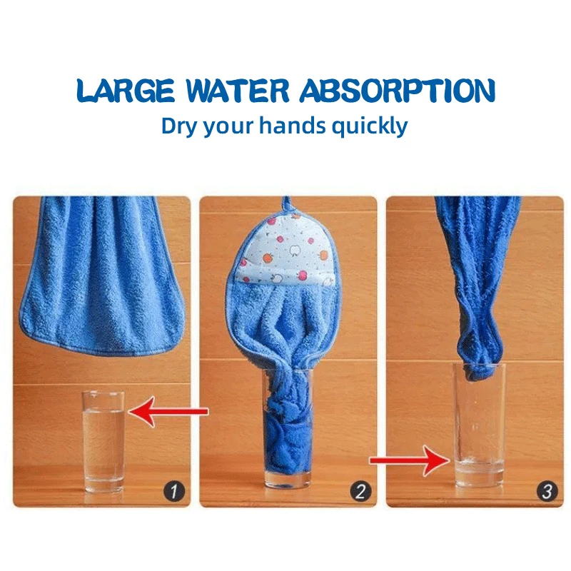 4 قطع من لوازم الحمام المخملية المرجانية، منشفة يد ناعمة، مناشف أطباق من القماش الماص، قماش معلق، ملحقات المطبخ