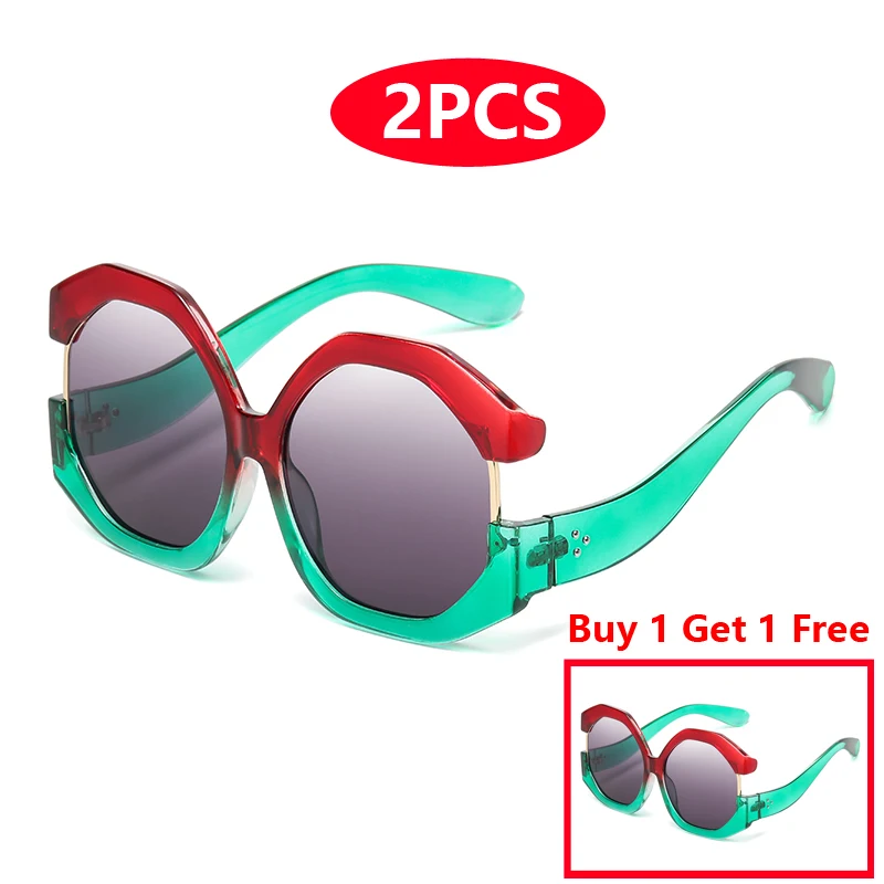 2 stücke Mode Übergroßen Cat Eye Sonnencreme Frauen Neue Sonnenbrille Personalisierte Farbe blockiert Straße Fotografie Sonnenbrille Unisex