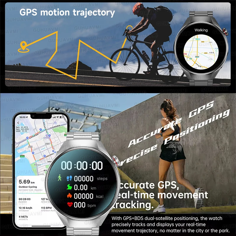 ساعة ذكية عصرية G5 Plus بشاشة 1.75 بوصة لساعة رجالي BT Call GPS Track Compass مراقبة الصحة ساعات عمل مقاومة للماء 2025