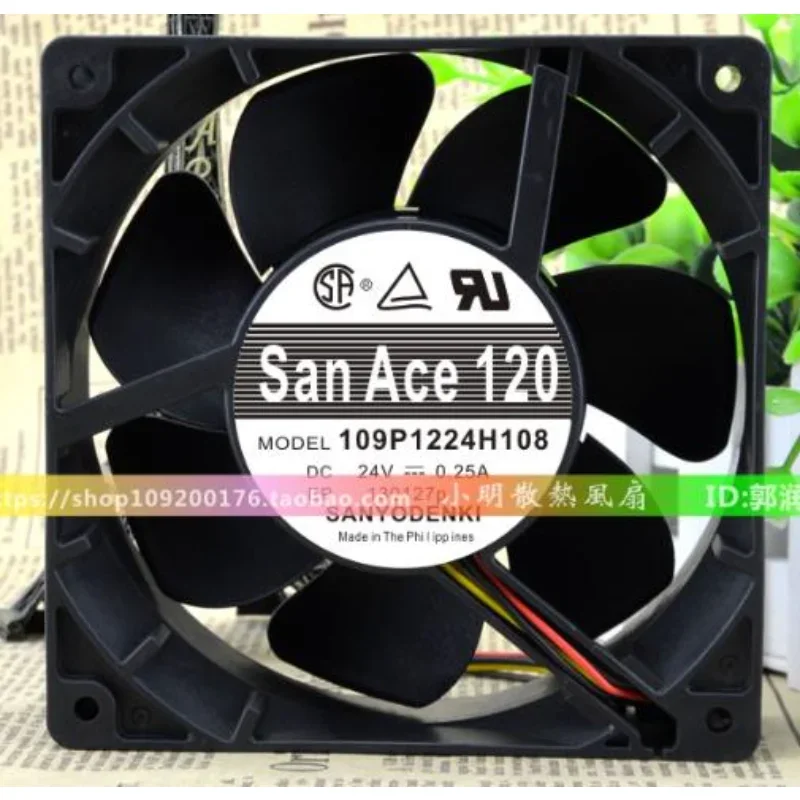 

Original CPU Cooler Fan for Sanyo 109P1224H108 DC 24V 0.25A Equipment Axial Cooling Fan 12025 120x120x38mm