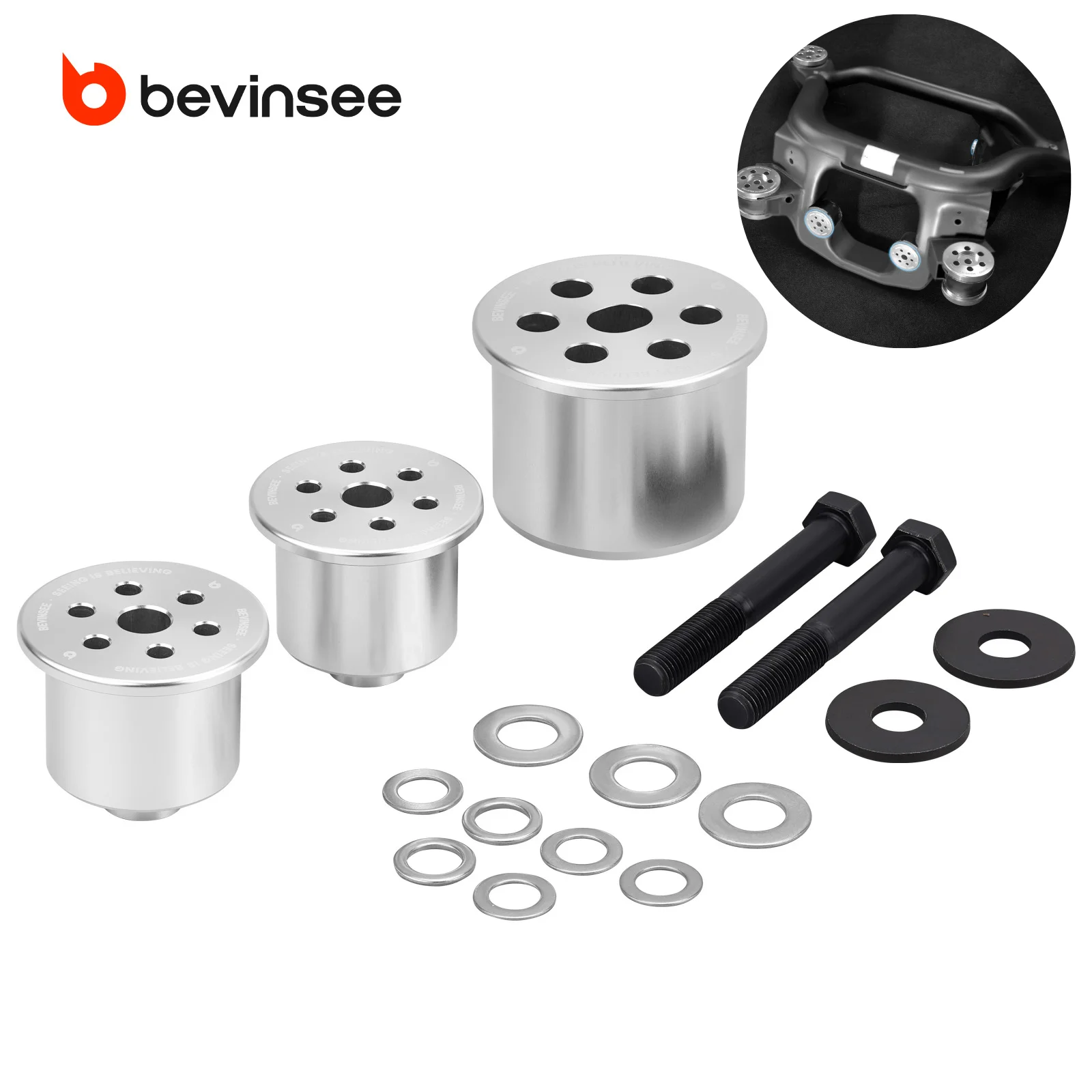 BEVINSEE Aluminunm Solid Differential Mount Bushing Sets For BMW E46 1999-2005 Z4 E85 2003-2008, Replace 33176770788/33176751808