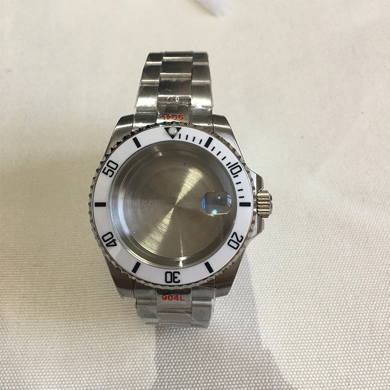 

40mm Luxury watch case oyster strap Sapphire glass ceramic bezel suitable for Seiko nh34 nh35 nh36 nh38 movement For 28.5mm Dial
