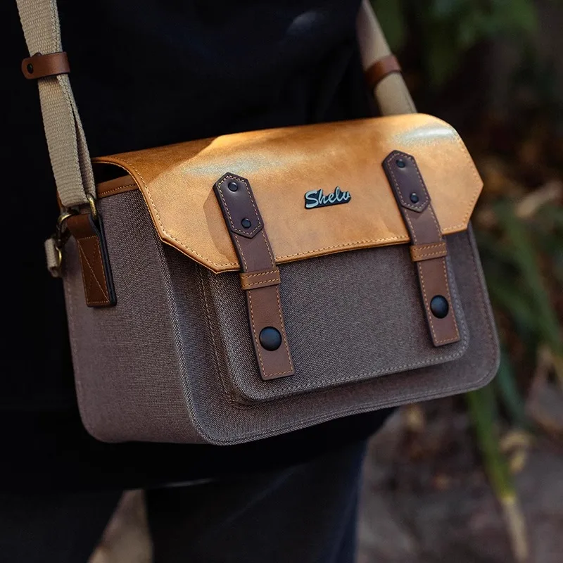 Retro digital camera bag for Fuji XT50 XT30 Sony KONICA MINOLTA mirrorless camera bag single shoulder waterproof - Image 5