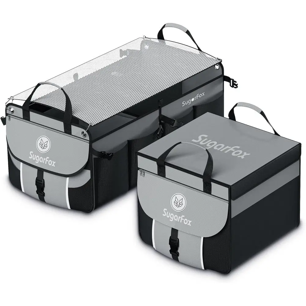 

Органайзер для багажника автомобиля - складной, 63+26 л, сверхпрочный, водонепроницаемый, с мягкими и жесткими чехлами, нескользящий, с несколькими отделениями, черный