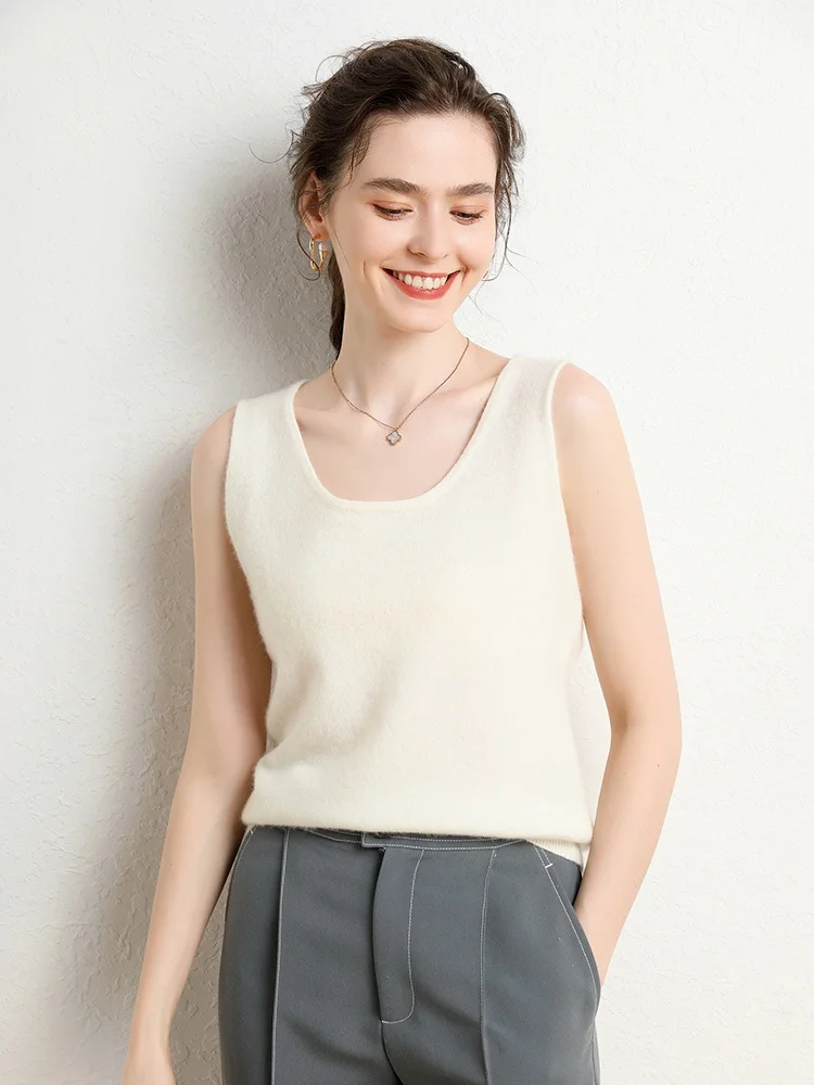 

Ele круглый жилет Ne Svel Camere, женский цветной утягивающий универсальный шерстяной внутренний вязаный базовый топ