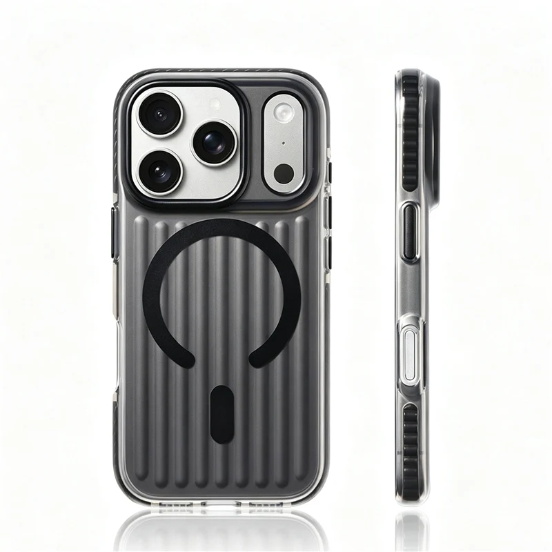 Frosted 3D Stripes Original Magnetic Case For iPhone 17Pro Max 18Pro 17Pro For Magsafe Matte Shockproof Bumper Hard Back Cover