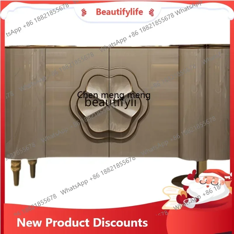 zq1Postmodern porch cabinet light luxury style foyer cabinet solid wood storage decorative cabinet stainless steel paintK182
