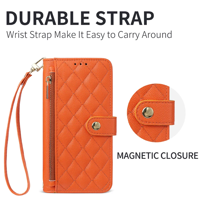 Bolso cruzado estilo Chanel para Samsung Galaxy Z Fold 8 Ultra, funda tipo cartera con cremallera acolchada para Samsung Galaxy Z Fold 7